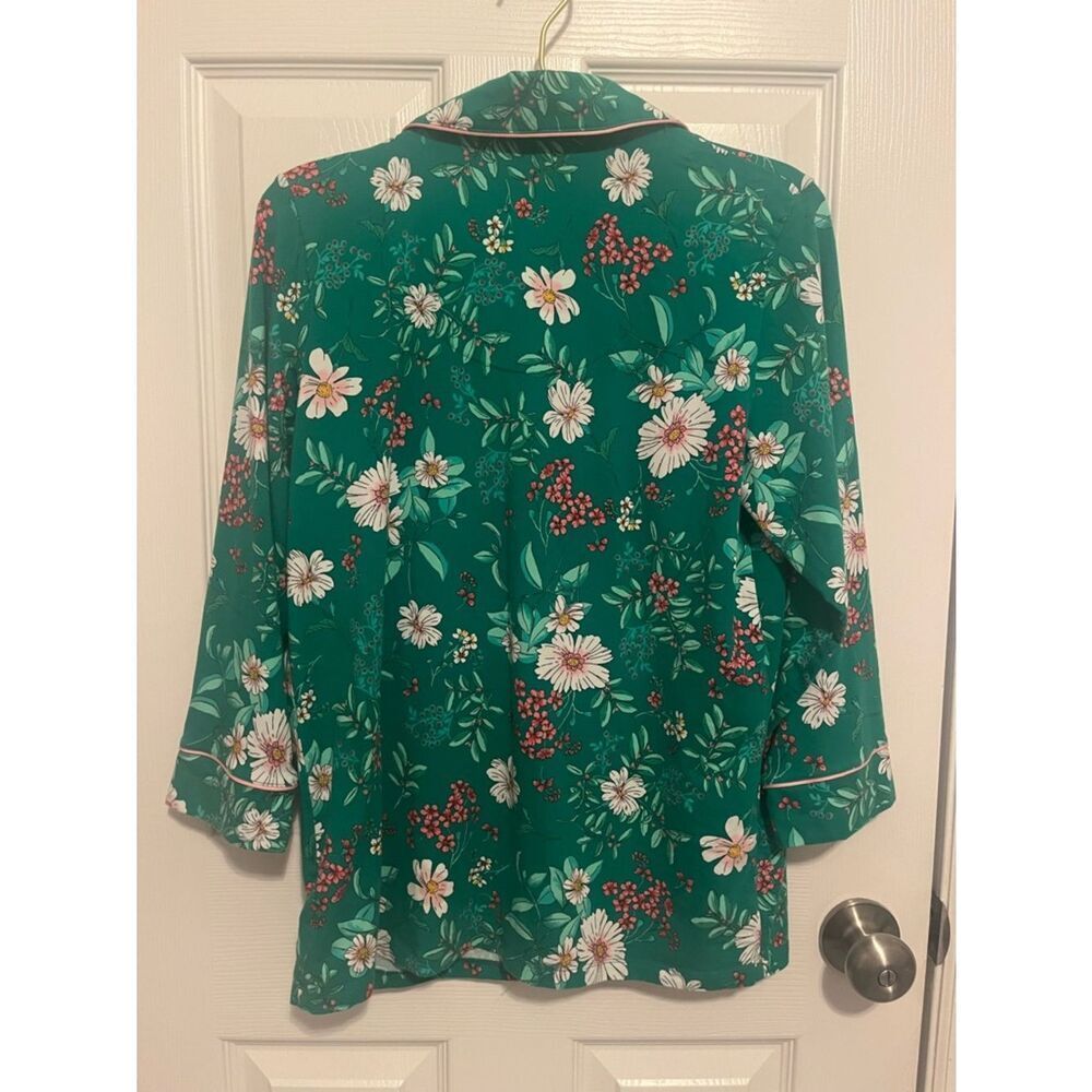 BedHead Pajamas Floral Cotton PJ Set Green Pink Size S - Picture 6 of 9